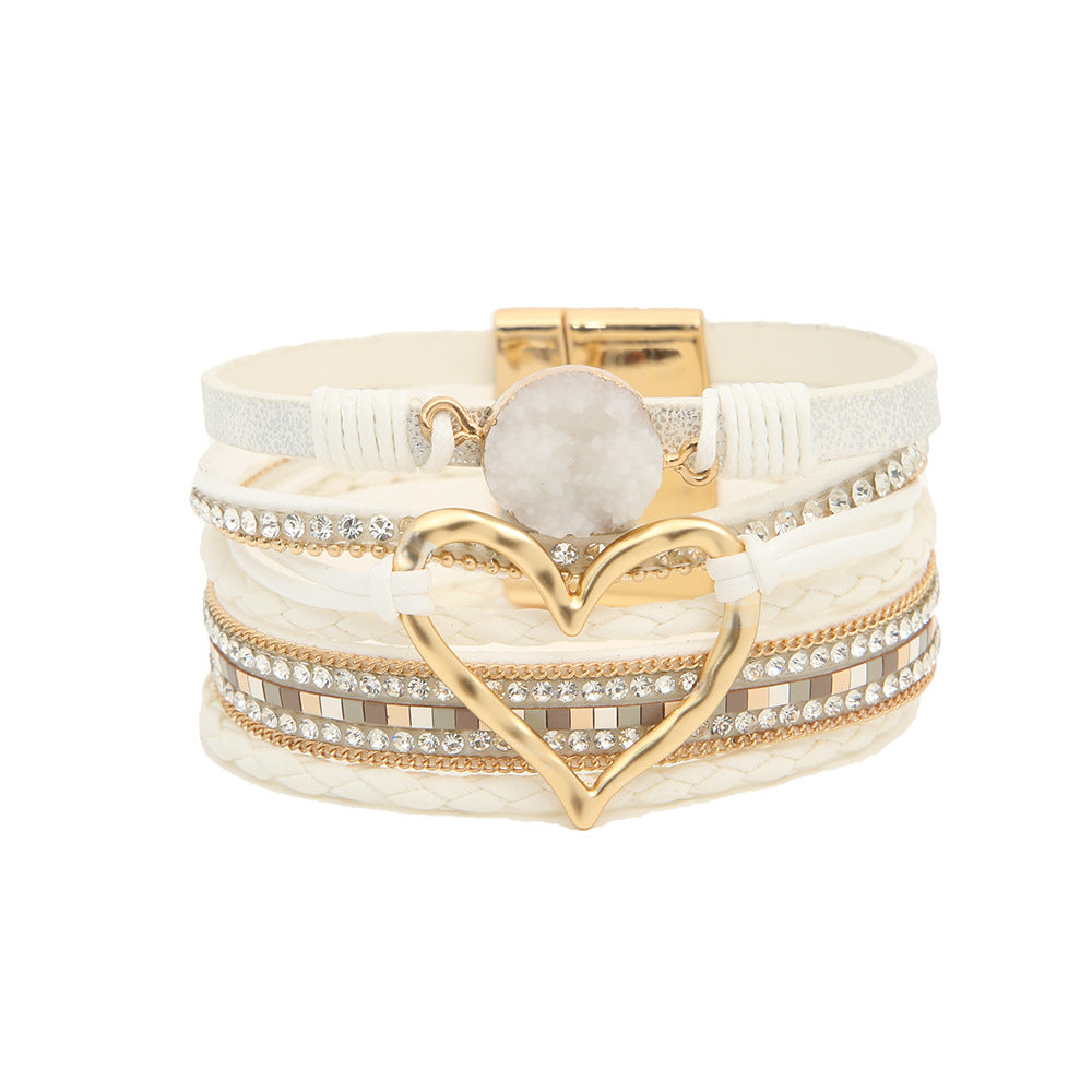 Wholesale Bohemian Multi-layered Leather Handwoven Love Bracelet
